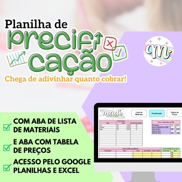 Planilha de Precificação MADI 2.0 - Imagem 1